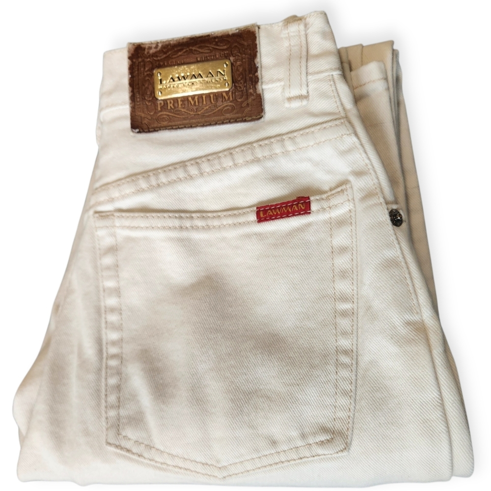 Vintage Lawman Women’s Western Straight Ivory White Denim Jeans Size 5 / 31L